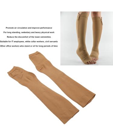 Buy Compression Socks with Zipper - Open Toe Calf Knee High Stockings for Sequential Decompression (L) - Medium Hose for Optimal Comfort - Buy Online on GoSupps.com