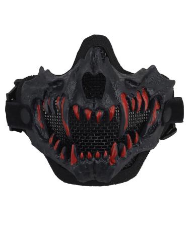 Airsoft Mesh Mask, Cool Half Face Skull Mask Tactical Face Military Protection Tactical Mask for Halloween Cosplay Paintball CS Hunting Black
