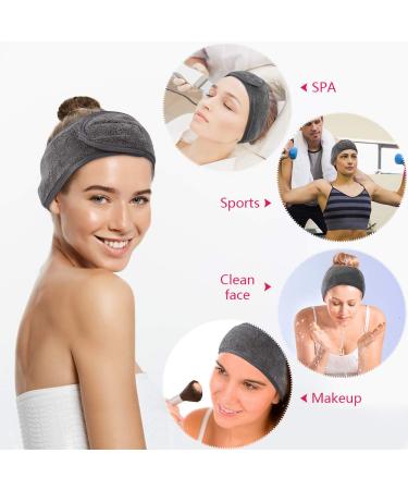 Kinhwa Cosmetics Terry Headband & SPA Bracelets Set - Hair Protection Tape with Velcro Fastener for Makeup - Washable Dark Gray (3 Pack) - Buy Online on GoSupps.com
