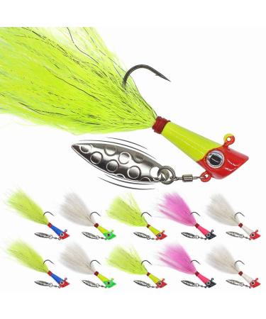 Shad Darts Fishing Lures Dart Head Jig Underspin Bucktail Hair Jigs Head for American Shad Bass Walleye Crappie Panfish 1/16oz 1/8oz 1/4oz White Chartreuse 25 Pack 1/8 oz (3.5g)-25 Pack - Buy Online on GoSupps.com
