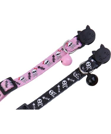 BoomBone Skull Cat Collar Breakaway with Bell - Pack of 2 - Safe Halloween Puppy Collars - Buy Online on GoSupps.com