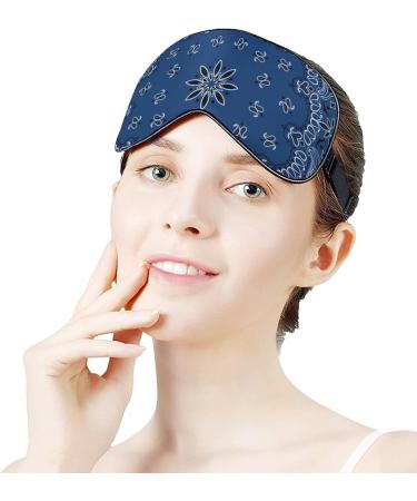 Blue Paisley Sleep Mask for Women - Adjustable Eye Shades Cover with Elastic Strap | Perfect for Comfortable Sleep - Buy Online on GoSupps.com