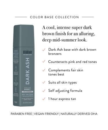 Minetan Dark Ash Self Tan Foam | Intense Dark Brown Tanning Foam for Fair & Pink Undertones | 1 Hour Express | Vegan & Paraben Free | 6.7 Fl Oz - Buy Online on GoSupps.com