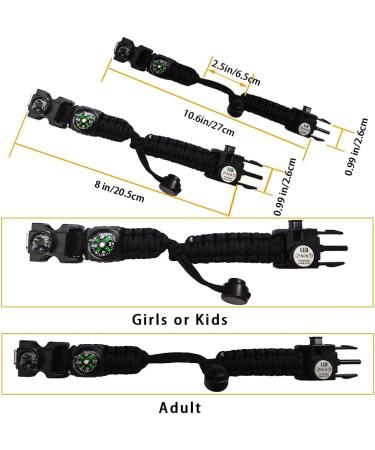 Daarcin 20-in-1 Survival Paracord Bracelet with Fire Starter, Compass, Whistle - Waterproof SOS Light, Adjustable - Ultimate Tactical Gear Set for Outdoor Adventures - 2pcs Black Upgraded - Gift for Kids & Men - Buy Online on GoSupps.com
