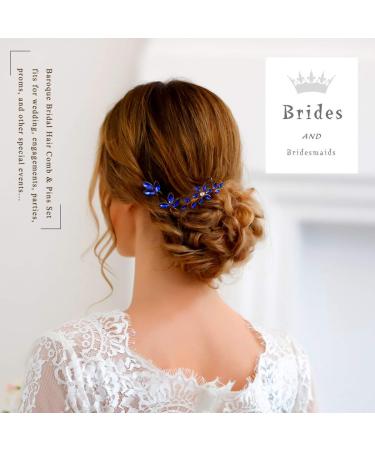 Yean Baroque Bridal Hair Pins Set - Silver Rhinestones Wedding Hair Comb - Something Blue Hair Piece for Women and Girls (3 Pcs) - Buy Online on GoSupps.com