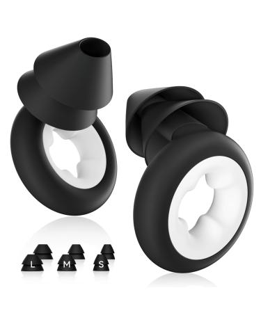 Ear Plugs for Sleeping Noise Cancelling Reusable Silicone Ear Plugs for Noise Reduction 6 Ear Tips in S/M/L 33dB Noise Cancelling Earplugs for Sleep Concerts Snoring Work Black