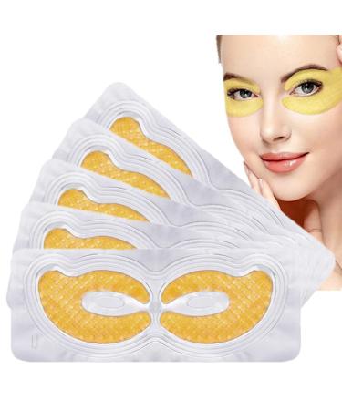 Gold Hydrogel Eye Mask Collagen Crystal Eye Mask Patches Anti-Aging Under Eye Pads - Reduce Wrinkles Puffy Eyes Dark Circles Eye Bags - Moisturizer Eye Contour Mask Improve Skin Elasticity | 5 Pairs