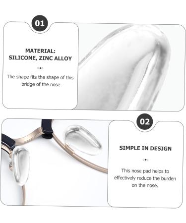 2 Pairs Glasses Nose Pads - Comfortable Nose Saddle Bridge Cushions for Eyewear | Transparent Zinc Alloy Sunglasses Frame Pads - Portable & Durable - Buy Online on GoSupps.com