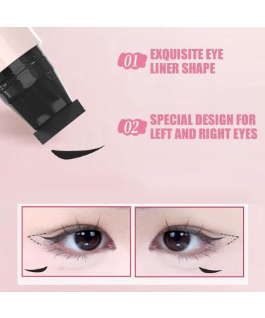 Eyeliner Stamp Double Tip Pen Smudge Resistant Ink Quick Dry Black Formula for Travel Weddings Parties Waterproof Wing Stencil Long Lasting Makeup for Women - Buy Online on GoSupps.com