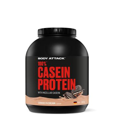 Body Attack 100% Caseine Proteine Acides amin s-Proteines musculation Low Carb - Prise de masse -Pour sportifs athl tes et les personnes soucieuses de leur silhouette-1 8kg protein powder- cookies Biscuit et cr me