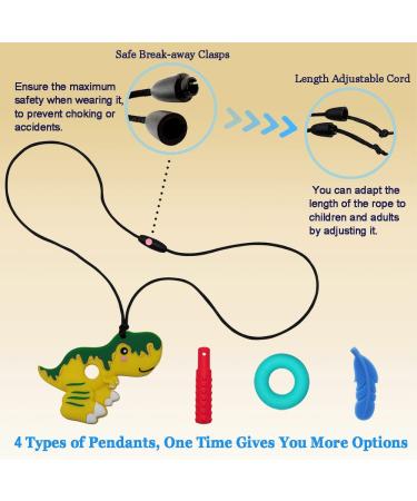 Sensory Chew Necklaces 4 Pack - Silicone Oral Chew Toys for Autism ADHD SPD Teething Anxiety - Therapy Tools to Reduce Fidgeting - Buy Online on GoSupps.com