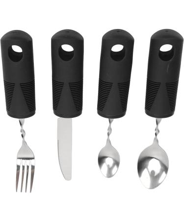 Weighted Silverware Black Handle Durable Ergonomic Design Arthritic Hands Adaptive Utensil for Home Hospital - Buy Online on GoSupps.com