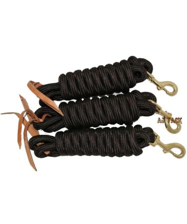 Set of 3 Green 9-Foot Nylon Lead Ropes with Leather Popper - Buy Online on GoSupps.com