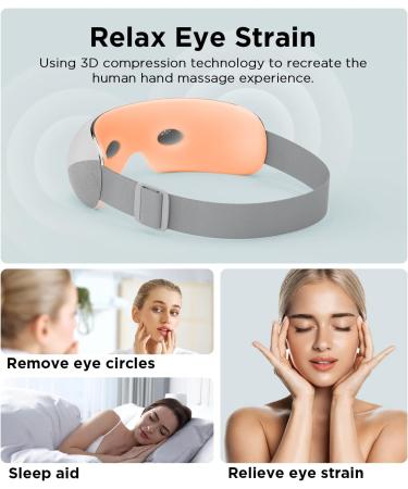 VMOK Heated Eye Massager with Compression and Bluetooth Music - Relaxing Eye Temple Massager for Migraine Relief, Dark Circles, and Improved Sleep - Ideal Birthday Gift for Women in White - Buy Online on GoSupps.com