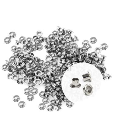 CRAFTMEMORE 2MM Hole 200PCS Tiny Grommets Eyelets Self Backing for Bead Cores, Clothes, Leather, Canvas (Silver)