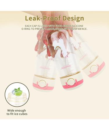 Owsdon Kids Water Bottle 16oz - Spill Proof Soft Straw Bottle for Boys Girls - Easy Carry Handle - Alpaca Pink Design - Buy Online on GoSupps.com