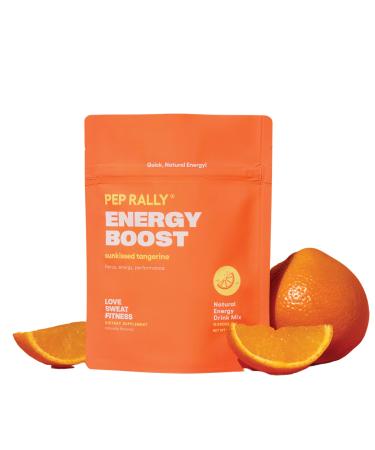 Love Sweat Fitness Pep Rally Energy Boost | Clean Natural Caffeine Drink Mix | 100mg Green Tea + Ginseng | Tangerine Flavor | Vegan Gluten Free Non-GMO | 15 Servings
