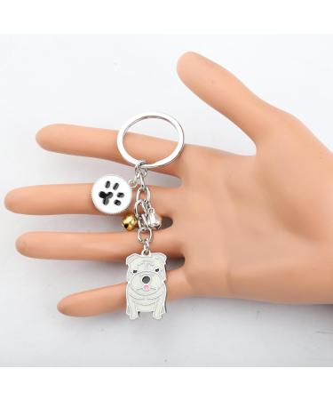 Ensianth Dog Keychain Perfect Gift for Dog Lovers | Puppy Paw Print Keyring for Dog Owners & Moms | White Pug Keychain - Buy Online on GoSupps.com
