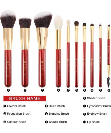 Ducare 10-Piece Professional Makeup Brush Set with Cosmetic Bag | Premium Synthetic Kabuki & Eye Brushes for Flawless Blending - Buy Online on GoSupps.com