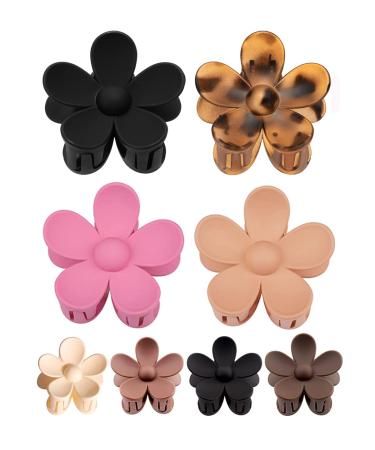 8Pcs Flower Claw Clips Large Hair Jaw Clips for Women Thick Hair Small Flower Hair Claw Clips for Girls Kids Matte Claw Clips Non Slip Strong Hold Hair Barrettes Accessories for Thin/Medium Hair 8pcs (large+small)Flower ...