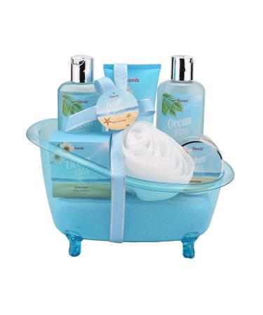 Bath Set for Women - Gift Basket Includes Bubble Bath Shower Gel Body & Hand Lotion Bath Salts and More Perfect Gifts Set for Home Relaxation (Blue)