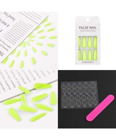 Sethain Matt Blue Ballerina False Nails - Long Complete Coverage Press-On Fingernails for Women & Girls | Stylish & Durable Yellow Design - Buy Online on GoSupps.com