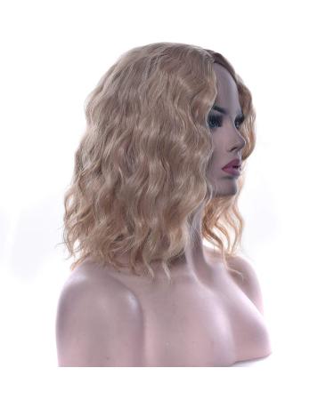 LFMDJF Black To Gray Wigs Curly Short Synthetic Hair Party Hair Black Blonde Pink Brown Wig Hairpiece for Women 12inches 2T6319 27613