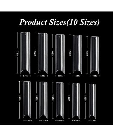 Aqua Nails JUMBO PACK 400 PCS Extra Long C Curve Nail Tips Half Cover Straight Square with Nail Cutter - Natural Clear False Artificial Fake Nails - Buy Online on GoSupps.com