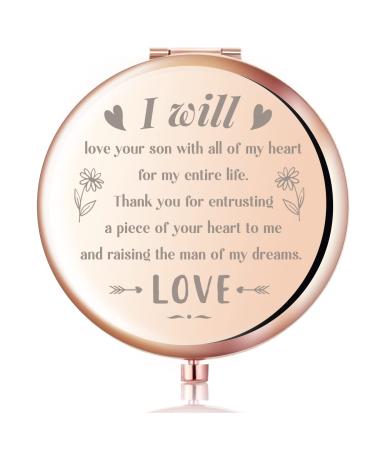 z-crange Thank You for Entrusting a Piece of Your Heart to Me Rose Gold Compact Mirror for Mother of The Groom Unique Mother's Day Birthday Wedding Keepsake Gift for Mother of The Groom from Bride
