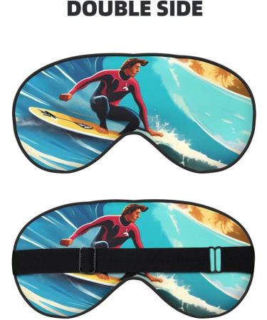 Hawaiian Surfer Wavy Print Sleep Eye Mask Soft Eyeshade for Travel & Naps | Perfect for Men & Women - Buy Online on GoSupps.com