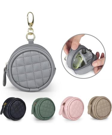 Zcargel Baby Pacifier Holder Case - Gray Pu Leather Zipper Pacifier Box for Travel - Buy Online on GoSupps.com