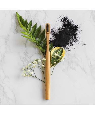 Dirt Charcoal Infused Bamboo Toothbrush - Biodegradable Eco-Friendly Oral Care | Soft Bristles for Brighter Smile (Single Pack - Buy Online on GoSupps.com