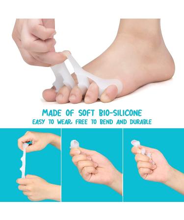 Gu Cheng Silicone Toe Stretchers and Separators - Bunion Corrector for Foot Pain Relief - White - Buy Online on GoSupps.com