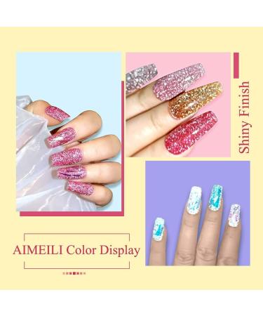 AIMEILI Reflective Glitter Gel Nail Polish 8ml 12 Colours Glitter Gel Polish Soak Off UV LED Holographics Sparkly Shinny Effect Gel Nail Varnish Manicure Gift Set Kit 7 KIT12-7_8ML 0.67 ml (Pack of 12) - Buy Online on GoSupps.com