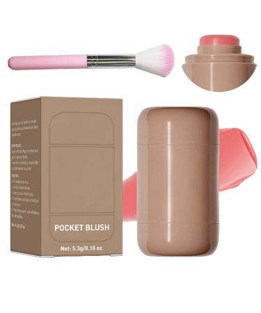Multipurpose Long Lasting Smooth Blush Stick Blush Stick Stylish Lasting Smooth Multipurpose Comestic Cream Blush for Cheek Lip Gloss Cheek Solid Moisturizer Stick (Bright Coral 0.2 OZ)