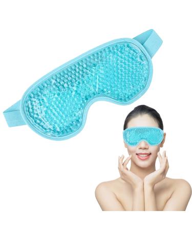 Cooling Eye Mask with Gel Bead Reusable Hot Cold Gel Eye Mask for Puffy Eyes Dark Circles Bags Migraine Relief Headache Stress Relief Insomnia Sinus Pain (Blue) Light Blue