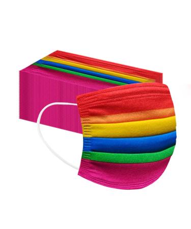 DeaamyGly 50 pieces 3-layer non-woven fabric mouth-nose protection with colorful motif breathable multifunction cloth Neckuch Bandana for adults (A029 50)