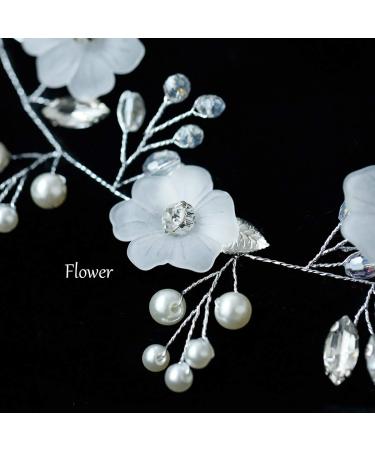 Catery Silver Crystal Pearl Hair Vine Headband for Bride Wedding - B-Silver-40CM - Buy Online on GoSupps.com