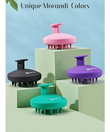 HEETA Silicone Hair Scalp Massager Shampoo Brush - Ultra-Soft Bristles, Scalp Exfoliator for Deep Cleanse, Dandruff Removal, Hair Growth - Black - Buy Online on GoSupps.com