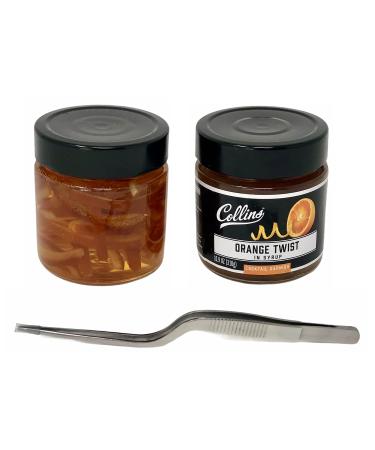 Collins Orange Twist in Syrup Bundle with Stainless-Steel Tweezer - Perfect for Cocktails & Desserts - Buy Online on GoSupps.com