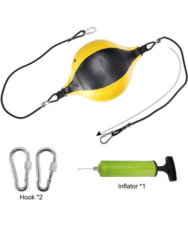 FOUUA Double End Bag Leather Speed Ball - Boxing Punching Ball with Pump - Gym MMA Sports Punch Bag for Adult Kids Men Women - Yellow - Buy Online on GoSupps.com