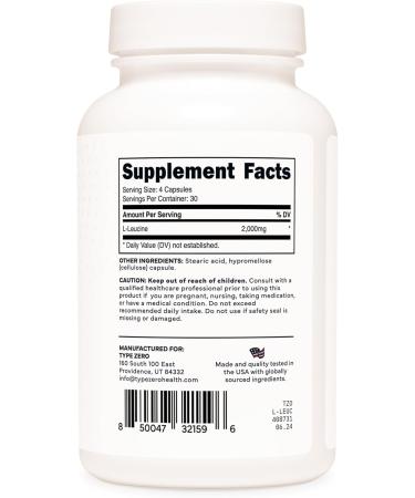 Type Zero L-Leucine Capsules (2000mg per Serving) 120 Capsules - 30 Servings - Buy Online on GoSupps.com