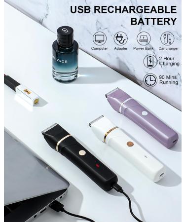 AREYZIN Bikini Trimmer for Women - Painless 3-in-1 Electric Razor & Personal Shaver Kits with USB Recharge Dock Replaceable Ceramic Blades IPX7 Waterproof - Purple - Buy Online on GoSupps.com