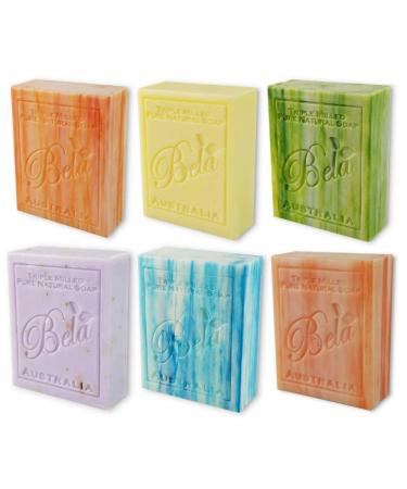 Bela Assorted Triple French Milled Moisturizing Soap Bars No Harsh Ingredients 3.3 oz each - 6 Pack