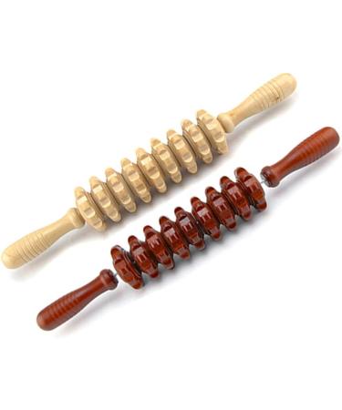 Wooden Fascia Massage Roller - Nine Round Handheld Body Wheel for Muscle Release & Relaxation - White - Buy Online on GoSupps.com