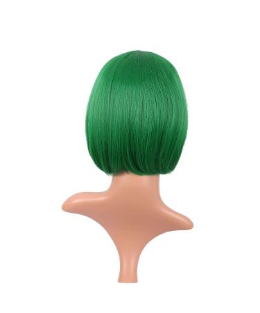 MapofBeauty 12 Fashion Lady Short Straight Bob Wig with Flat Bangs in Green - Buy Online on GoSupps.com