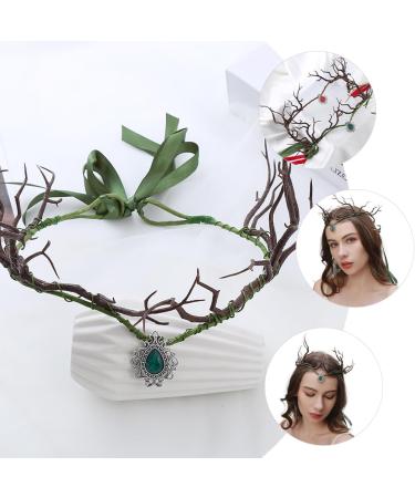 Beavorty Hair Accessory Fairy Antler Crown Elf Flower Headpiece Leaf Tiara Circlet Forest Headband Tree Branches Headdress for Renaissance Halloween Cosplay Festival Accessory - Buy Online on GoSupps.com