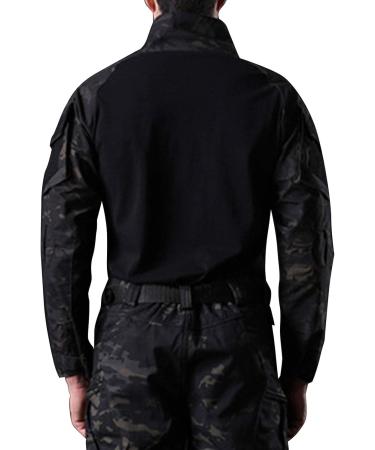 Men's Military Tactical Long Sleeve Shirt | Camouflage Hunting Combat T-Shirt | Rapid Dry Outdoor 1/4 ZIP Airsoft Tops - XS Schwarz - Buy Online on GoSupps.com