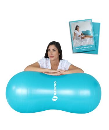BABYGO Peanut Ball for Labor Birth Pregnancy Exercise | Birthing Ball Maternity Labor Exercise Book & Foot Pump Included | Anti Burst 50cm Turquoise
