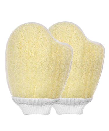 Upgraded Exfoliating Loofah Sponge Pads with Adhesive Wall Hooks Natural Luffa Body Scrubber Shower Body Glove Close Skin for Men and Women Bath Spa(Hand Shape 2 Piece  Beige) Hand Shape 2 Piece Beige